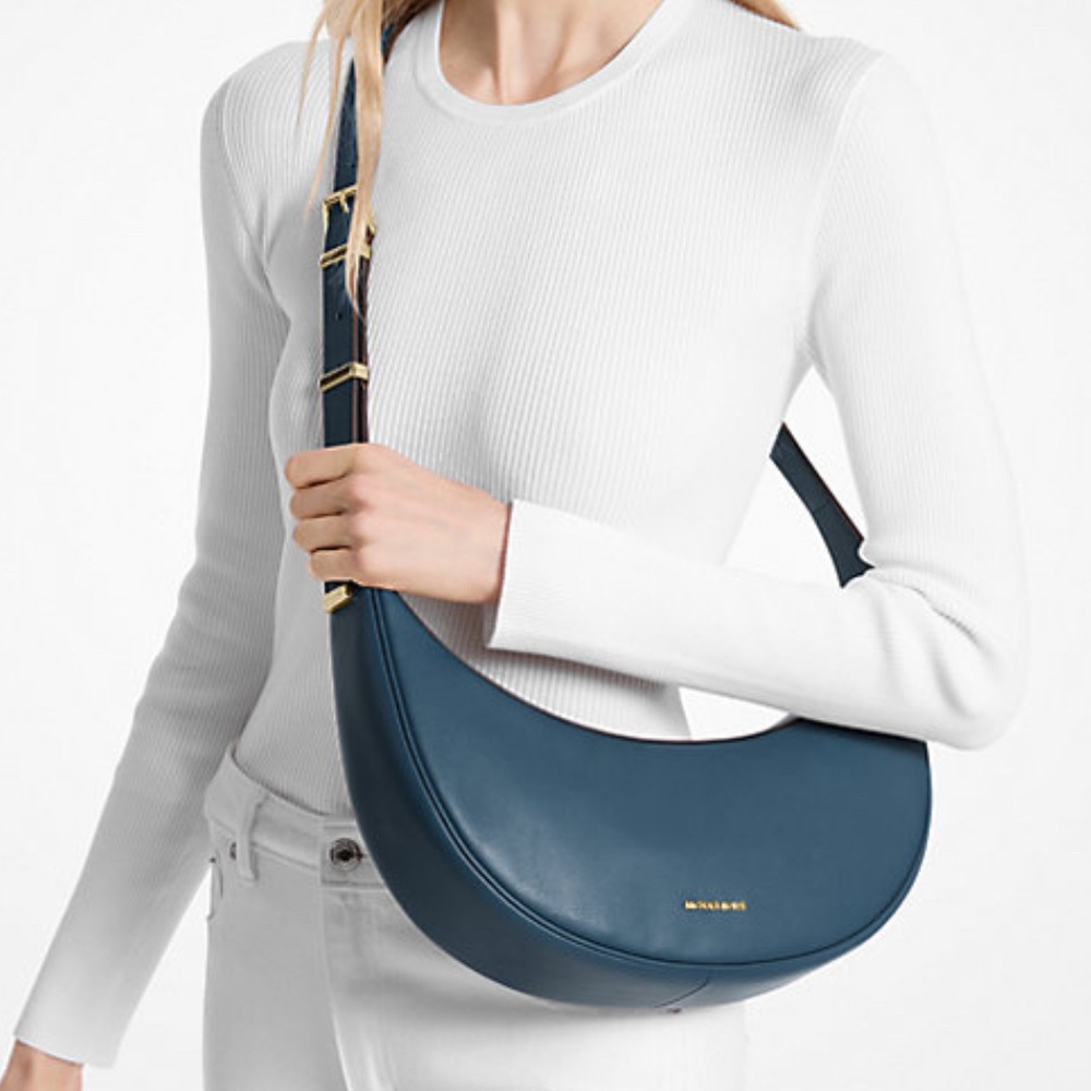MK Avra Medium Leather Crossbody Bag NWT